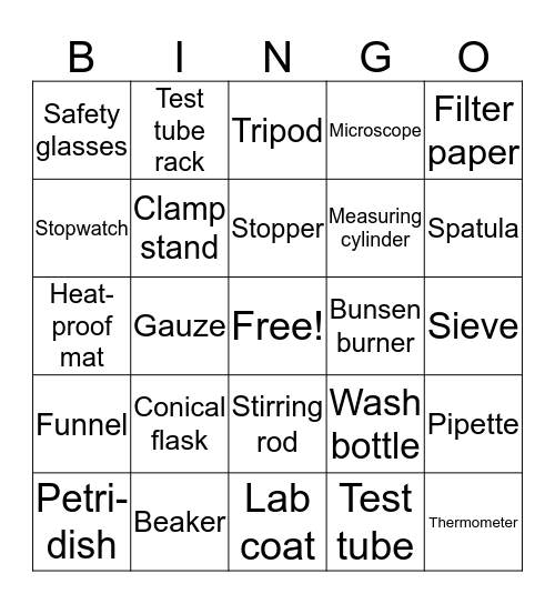 Lab Equipment Bingo! Bingo Card