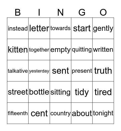 Trotting Tigers Bingo Card