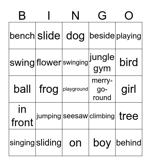 Playground Words Bingo Card