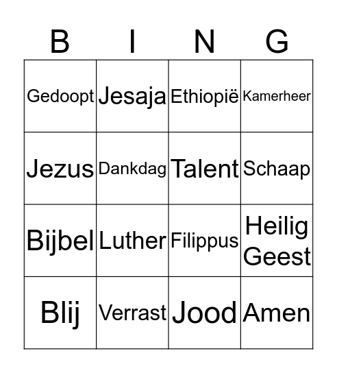 Preek Bingo Card