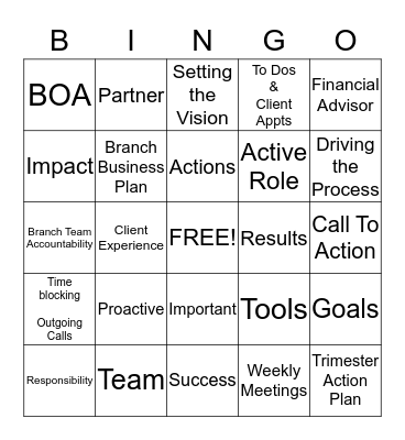 Accountability Bingo Card