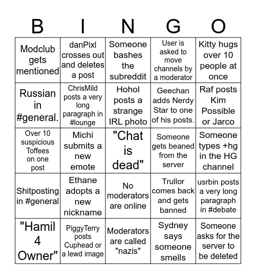 SVTFOD Bingo Card