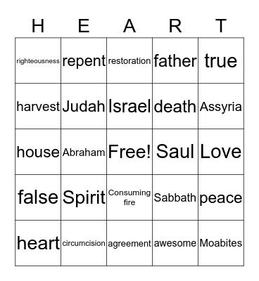 Covenant with God Bingo Card