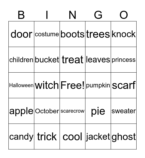 Halloween Bingo Card