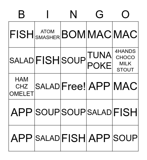 Special Bingo Card