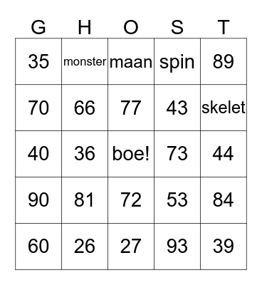 HALLOWEEN  Bingo Card