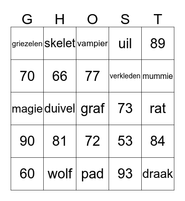 HALLOWEEN  Bingo Card