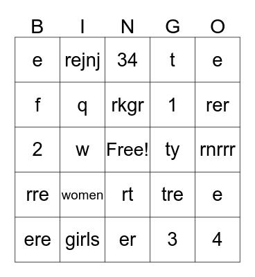 Girls' Education Bingo Card