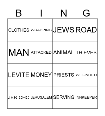 GOOD SAMARITAN Bingo Card