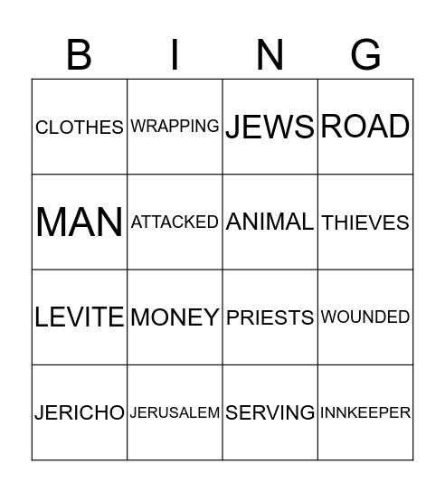 GOOD SAMARITAN Bingo Card