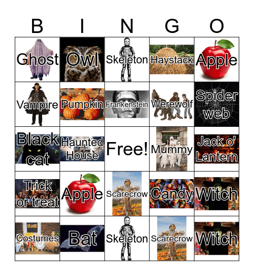 Halloween Vocabulary Bingo Card