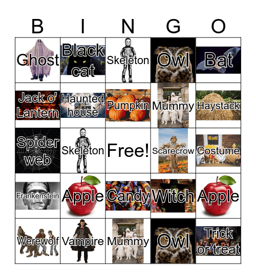 Halloween Vocabulary Bingo Card