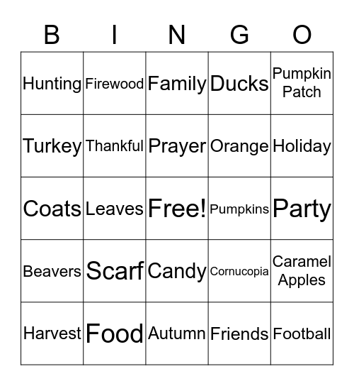 HARVEST TIME Bingo Card