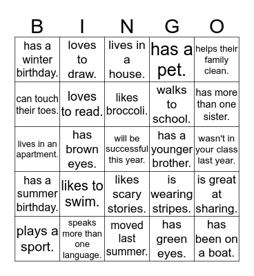 Find someone who... Bingo Card