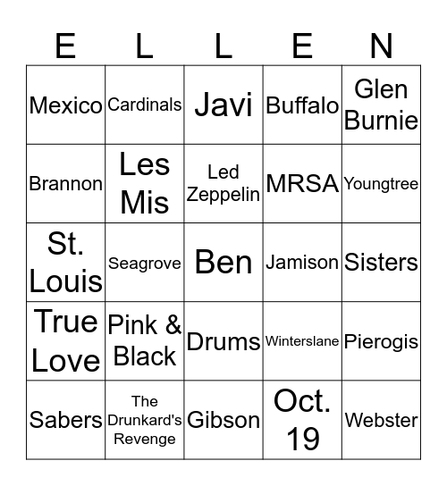 Wedding Bingo Card