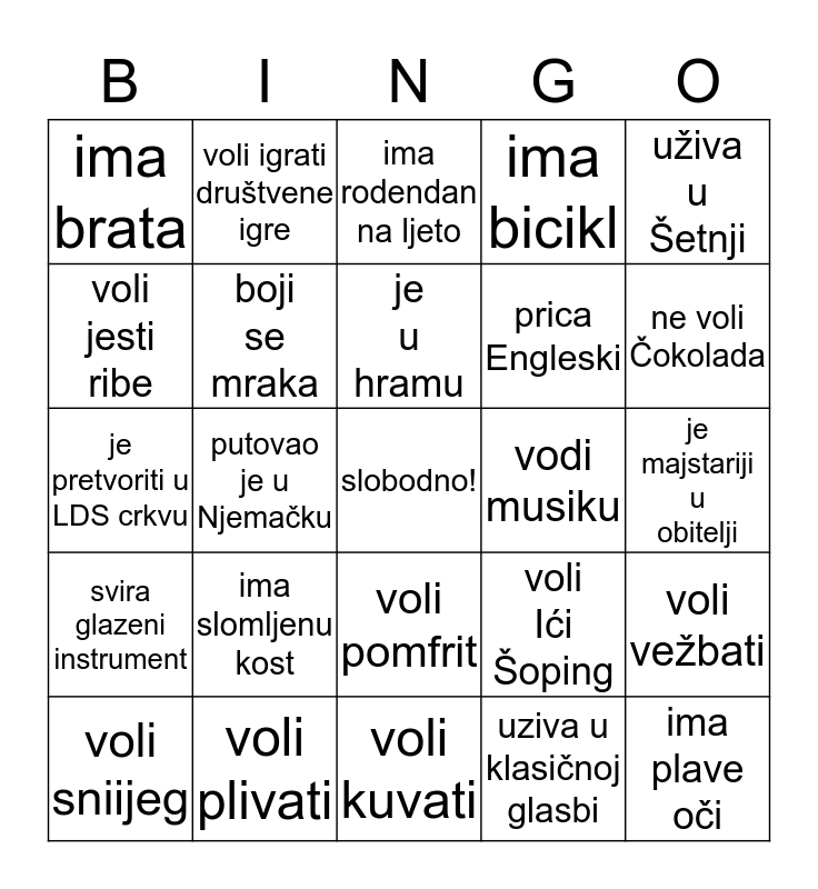 PRONADI NEROGA TRO ... Bingo Card