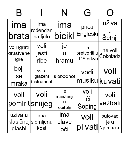 PRONADI NEROGA TRO ... Bingo Card