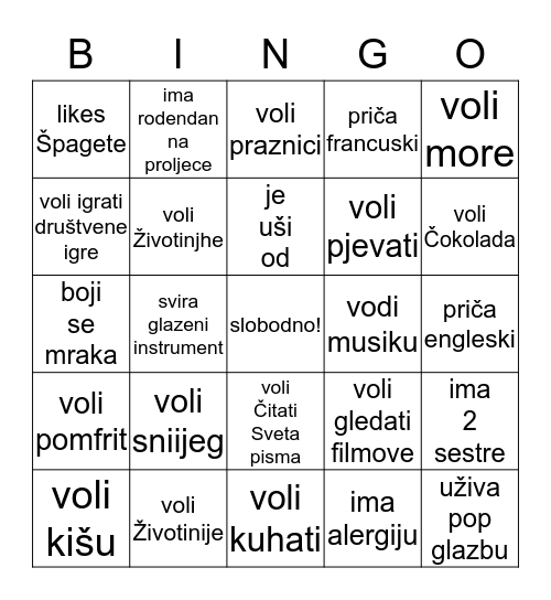 PRONADI NEROGA TRO ... Bingo Card