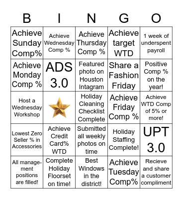 Houston Holiday! Bingo Card