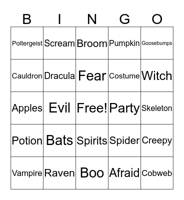 Halloween Bingo Card