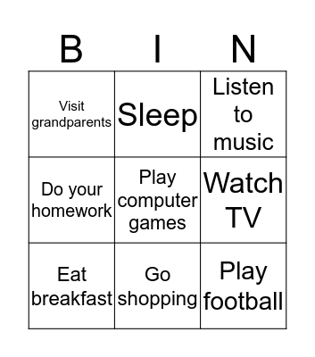 What do you do? Bingo Card
