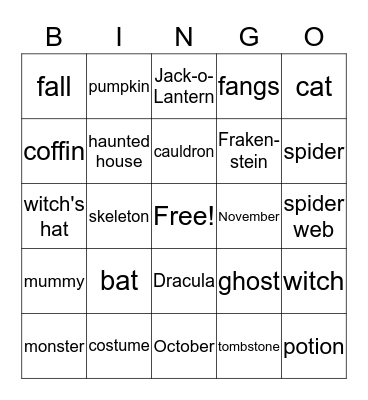 Halloween BINGO What or who questions? Bingo Card