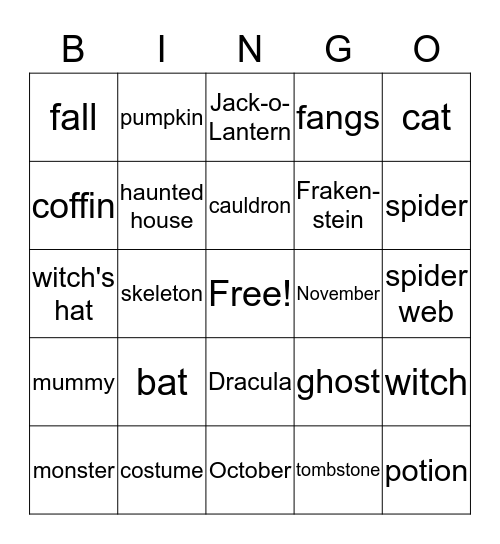 Halloween BINGO What or who questions? Bingo Card