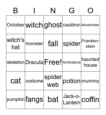 Halloween BINGO What or who questions? Bingo Card
