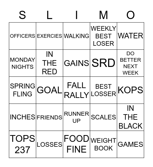 LET'S   LOSS   WEIGHT   TOGATHER Bingo Card