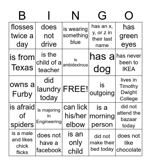 Find someone who  Bingo Card