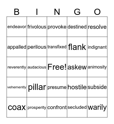 VOCABULARY WORDS Bingo Card