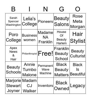 Black Beauty Matters- The Women's Edition Bingo Card
