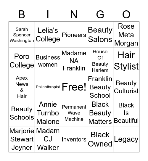 Black Beauty Matters- The Women's Edition Bingo Card