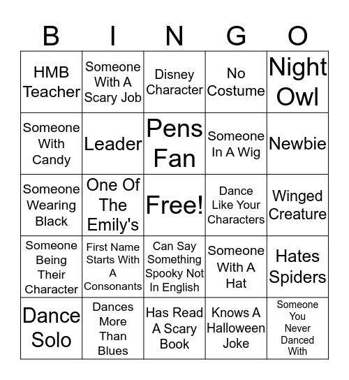 Dance With Someone Who Is... Bingo Card