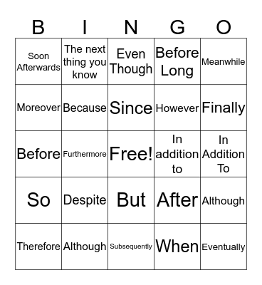 Connective Bingo Card