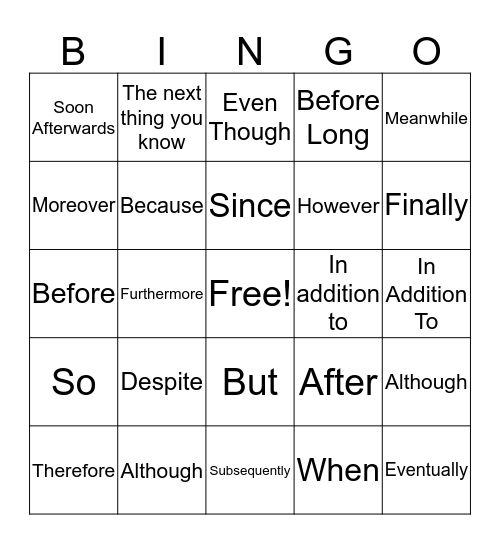 Connective Bingo Card