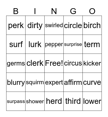 /er/ Bingo Card