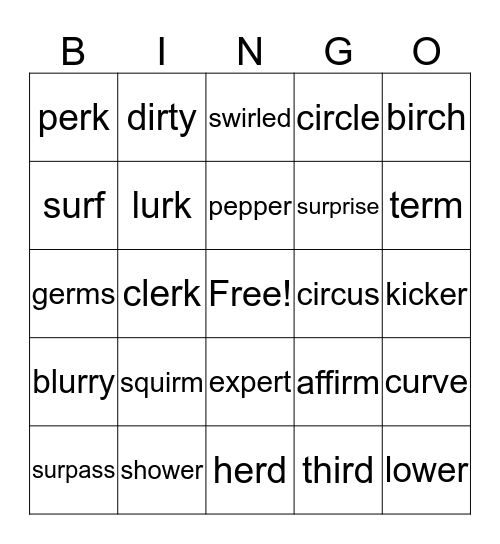 /er/ Bingo Card