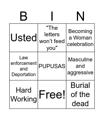 El Salvador Bingo Card