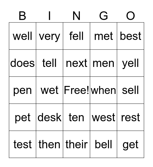 Book 1: Lesson Three Bingo Card