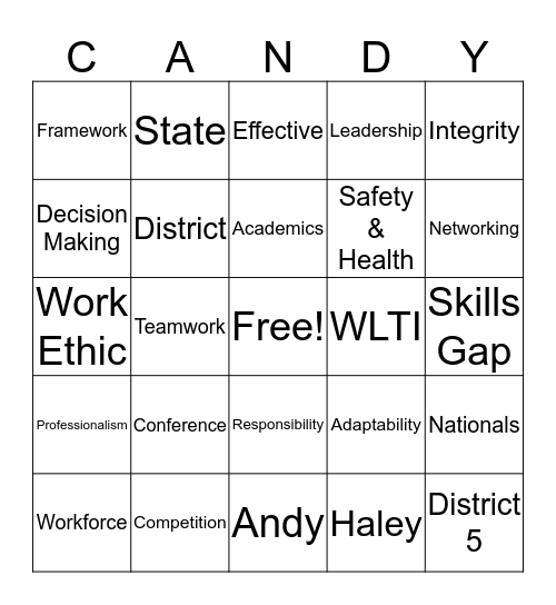 Candy Land  Bingo Card