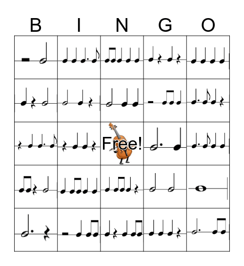 Rhythm Bingo Level II Bingo Card