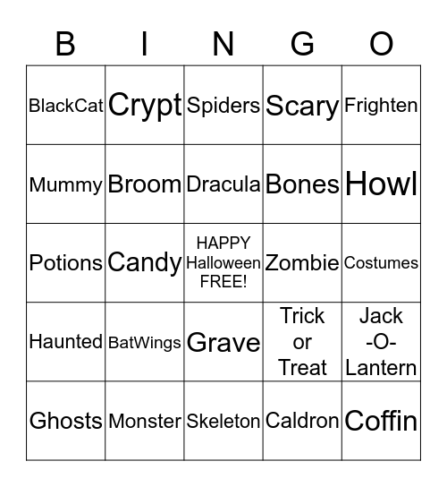 Happy Halloween Bingo Card
