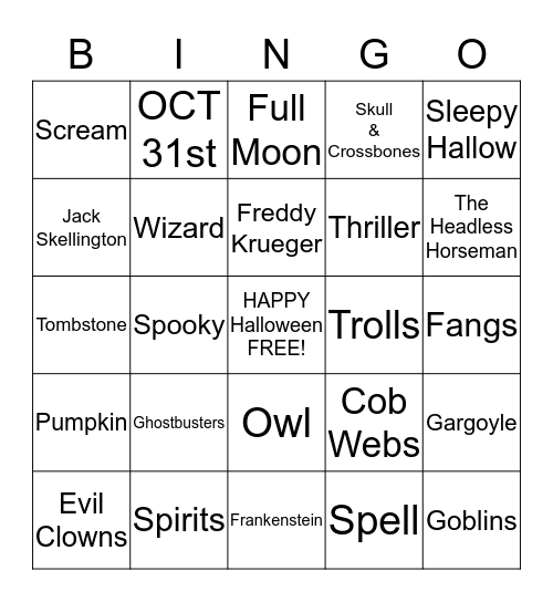 Happy Halloween Bingo Card