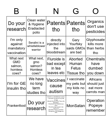 Personal Purity Warrior Bingo Card