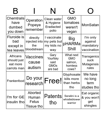 Personal Purity Warrior Bingo Card