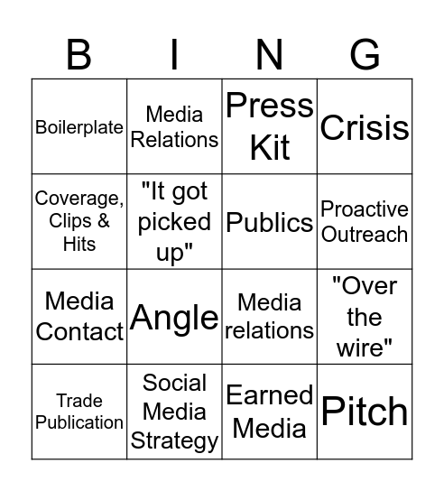 PRingo Bingo Card