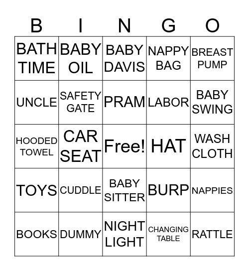 BABY DAVIS Bingo Card