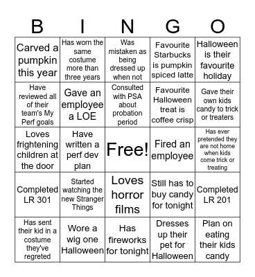 Do you work with anyone who... Bingo Card