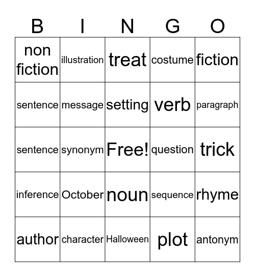 Halloween Bingo Card